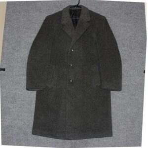 Crombie Pure New Wool Mens Overcoat 42R Charcoal Grey Single Breasted